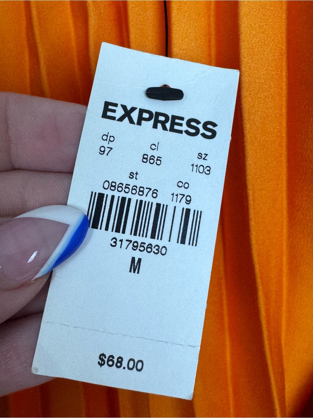 EXPRESS | NEW Off-the-Shoulder Pleated Orange Blouse Women’s Size Medium - Picture 5 of 9